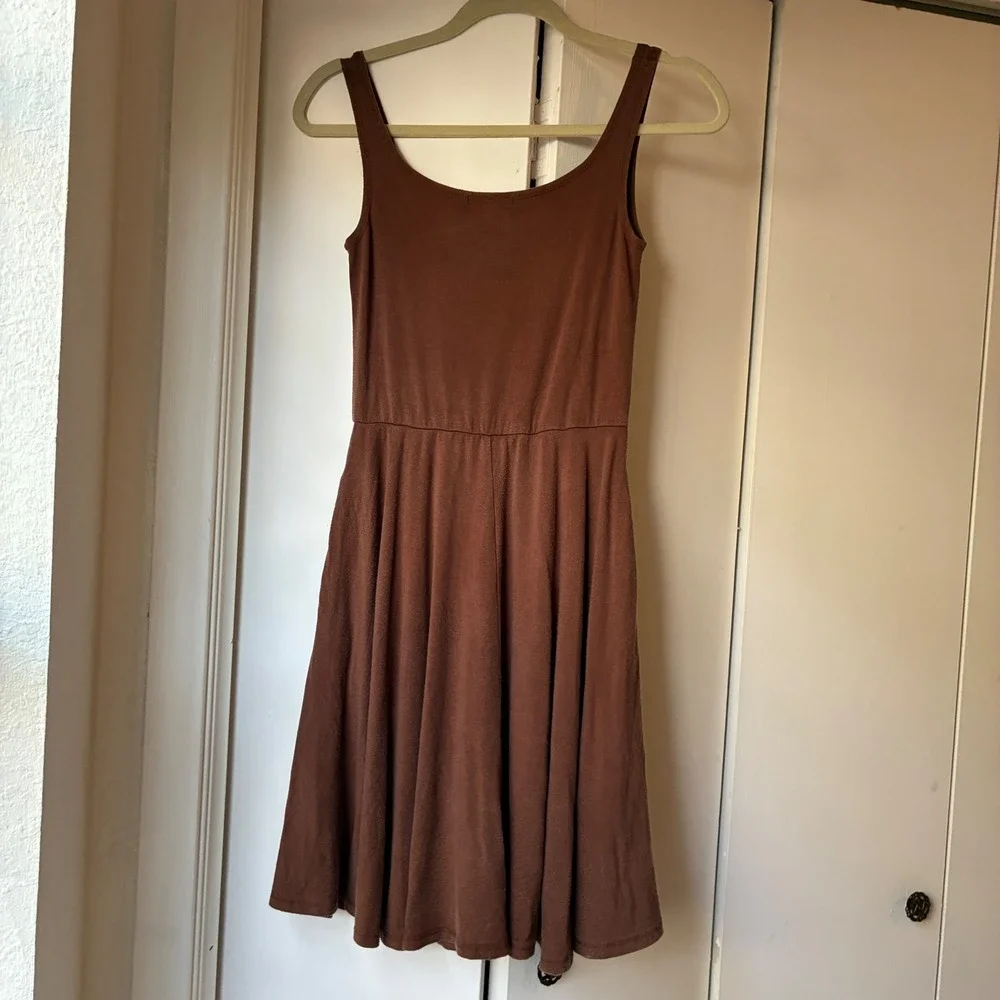 Quince Fit and Flare Jersey Sleeveless Dress Womens Size XS Brown Minimalist